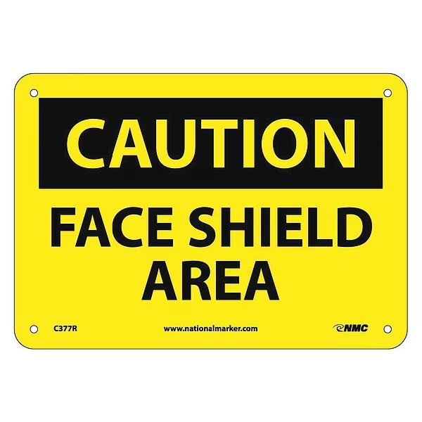 Caution Face Shield Area Sign, NMC, Mfr# C377R
