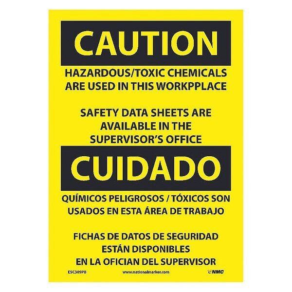 Caution Hazardous Toxic Chemicals Are In Use Sign - Bilingual, ESC309PB, NMC, Mfr# ESC309PB