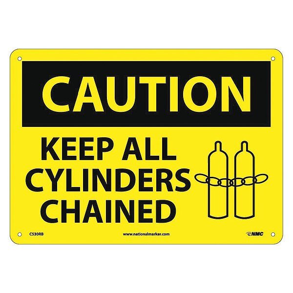 Caution Keep All Cylinders Chained Sign, C530RB, NMC, Mfr# C530RB