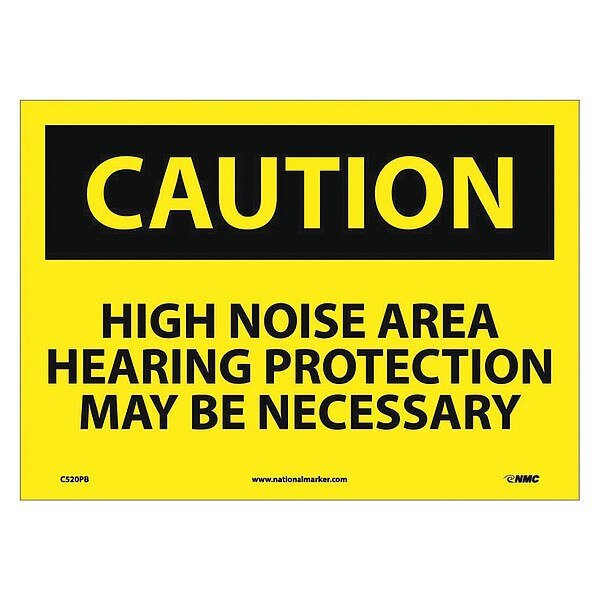 Caution High Noise Area Hearing Protection Sign, NMC, Mfr# C520PB