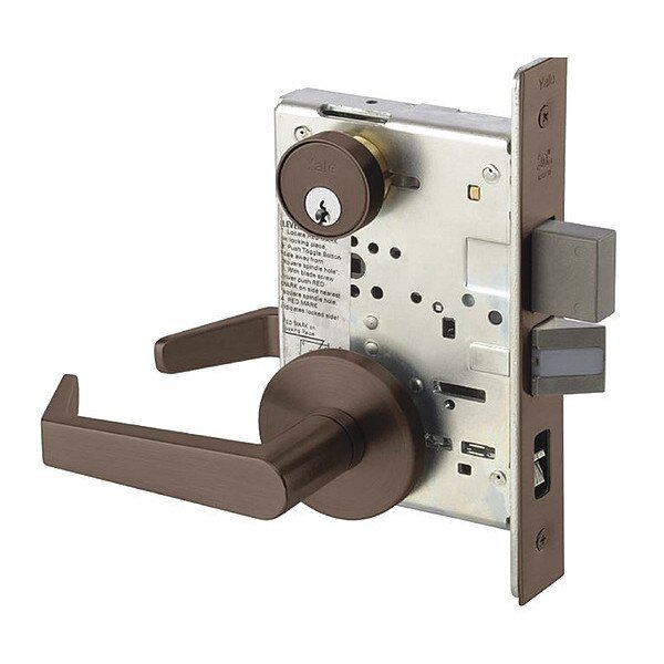 Mortise Lockset, Mechanical, Dormitory, YALE, Mfr# 8808FL AUR 626 RH LC