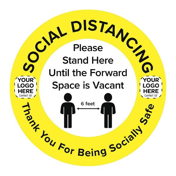 Social Distance Floor Sign, 17 in H, 17 in W, Vinyl, Circle, English, FS-17-730, STRANCO, Mfr# FS-17-730