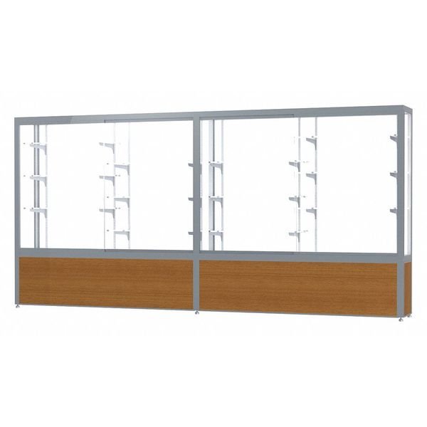 Display Case White 144x66x16, Satin, LtOak, Ghent, Mfr#: 10412WB-SN-K