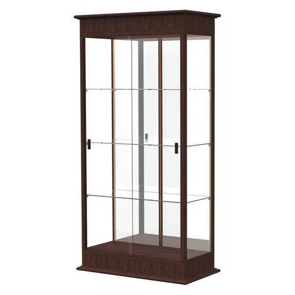 Lighted Floor Display Case 36x77x18, Sliding Doors, Mirror, WADDELL DISPLAY, Mfr# 694K-MB-EK