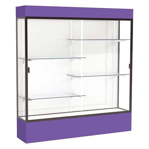 Lighted Floor Display Case 72x80x16, White, Bronze, WADDELL DISPLAY, Mfr# 3176WB-BZ-PE