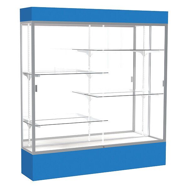 Lighted Floor Display Case 72x80x16, Mirror, Satin, WADDELL DISPLAY, Mfr# 3176MB-SN-RY