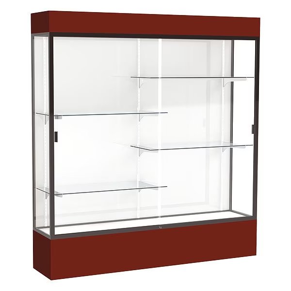 Lighted Floor Display Case 72x80x16, White, Bronze, WADDELL DISPLAY, Mfr# 3176WB-BZ-MN