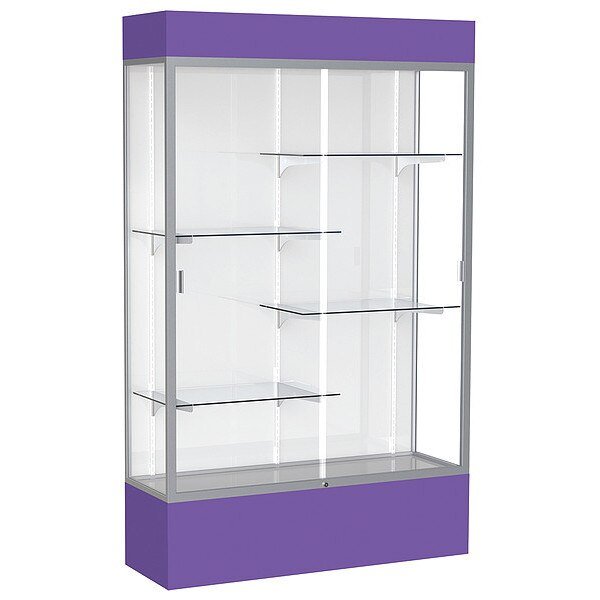 Lighted Floor Display Case 48x80x16, White, WADDELL DISPLAY, Mfr# 3174WB-SN-PE