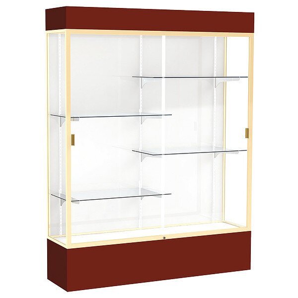 Lighted Floor Display Case 60x80x16, White, Champange, WADDELL DISPLAY, Mfr# 3175WB-GD-MN