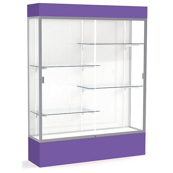 Lighted Floor Display Case 60x80x16, White, Satin, WADDELL DISPLAY, Mfr# 3175WB-SN-PE