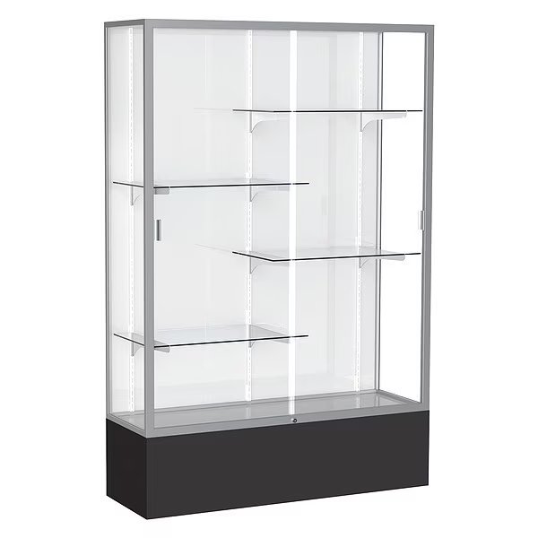 Spirit Floor Display Case 48x72x16, White, Satin, Ghent, Mfr#: 374WB-SN-BK