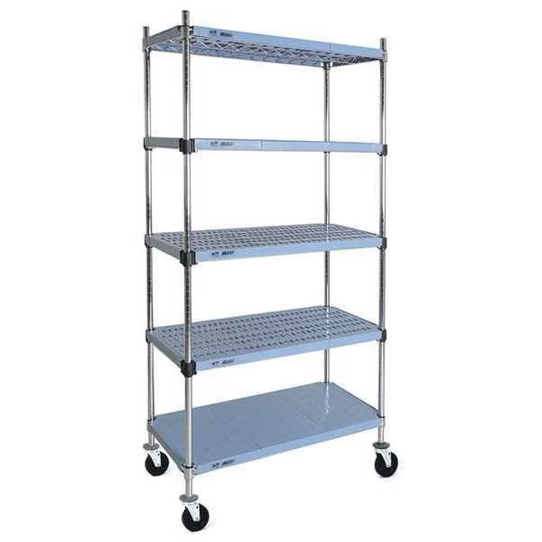 Starter Mobile Plastic Shelving Unit, 5 Shelves, Blue, Eagle Group, Mfr#: QPMU2148C-B5-74