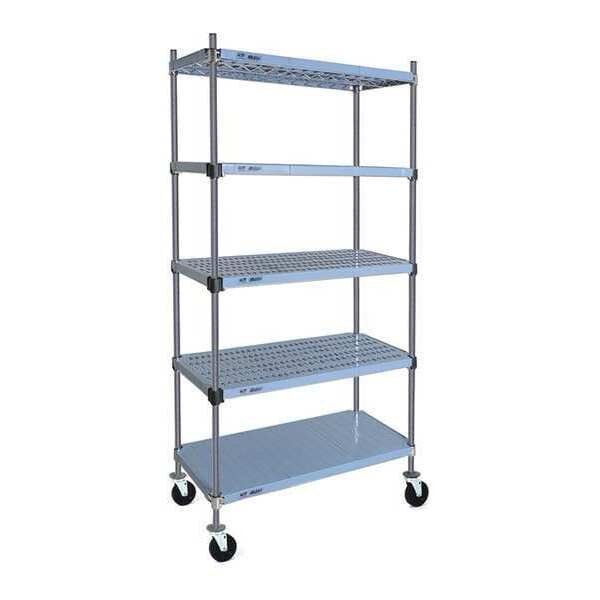 Starter Mobile Plastic Shelving Unit, 5 Shelves, Gray, Eagle Group, Mfr#: QPMU2436V-B5-74