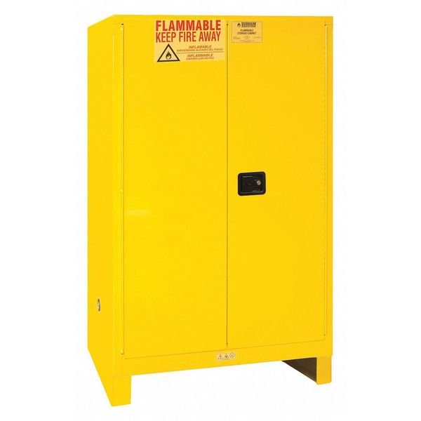 Safety Cabinet, Manual Close, 90 gal., Yellow, Legs, DURHAM MFG, Mfr# 1090ML-50
