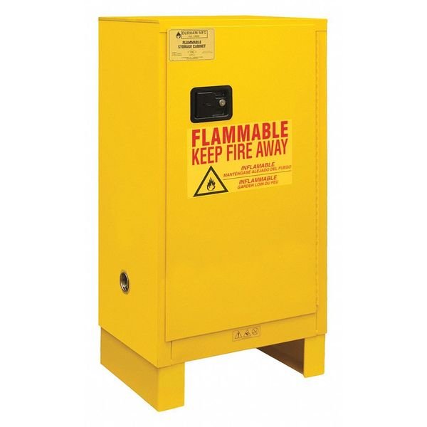Safety Cabinet, Manual Close, 16 gal., Yellow, Legs, DURHAM MFG, Mfr# 1016ML-50