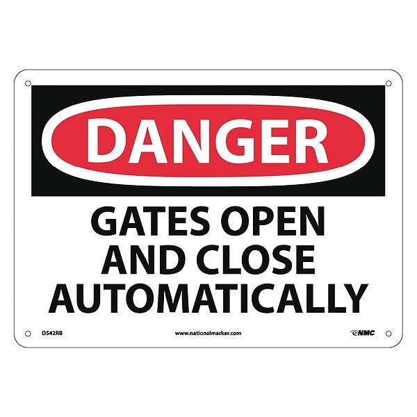 Danger Gates Open And Close Automatically Sign, D542RB, NMC, Mfr# D542RB