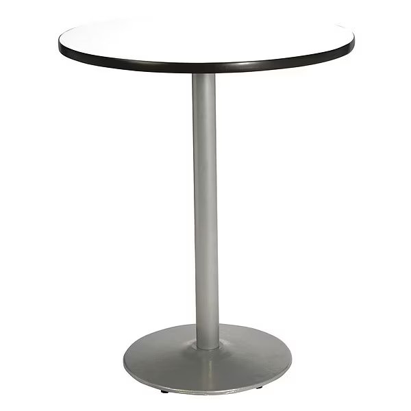 Round KFI Crisp Linen 42in Breakroom Table with Round Silver Base, Crisp Linen, 42 W, 42 L, 42 H, KFI, Mfr# T42RD-B1922SL-38-CL