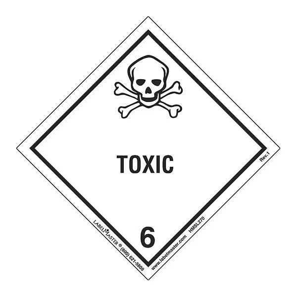 Toxic Label, Worded, PVC-Free, PK25, LABELMASTER, Mfr# HMSL270S