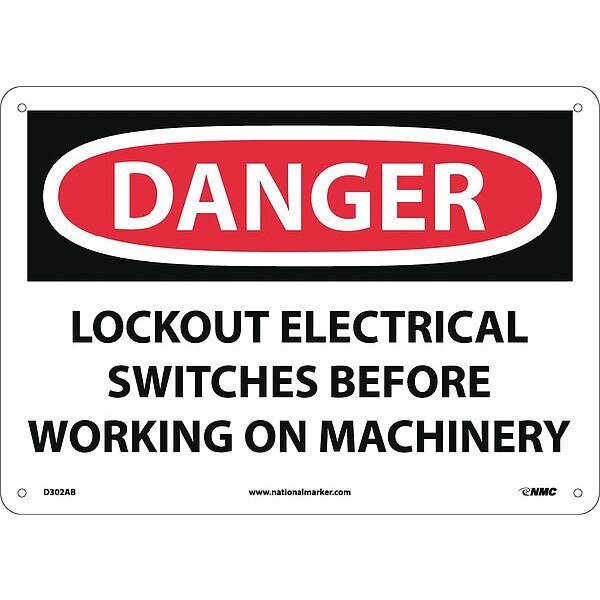 Danger Lockout Electrical Before Working Sign, D302AB, NMC, Mfr# D302AB