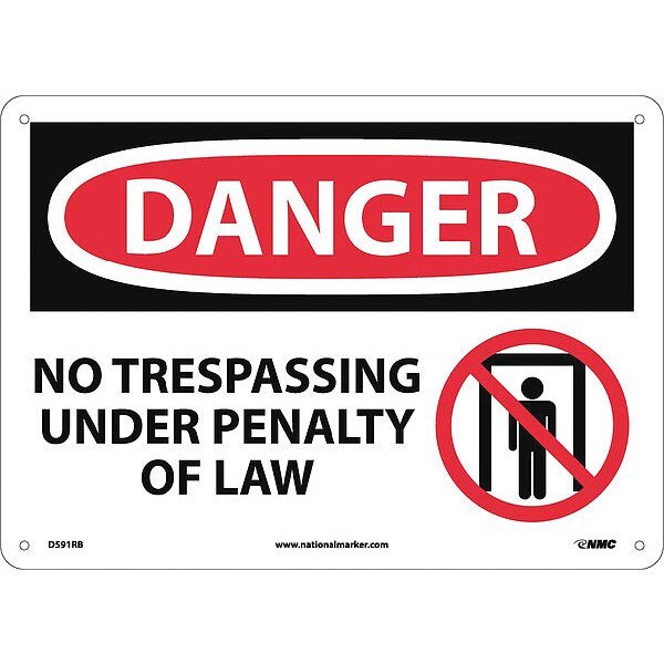 Danger No Trespassing Under Penalty Of Law Sign, D591RB, NMC, Mfr# D591RB