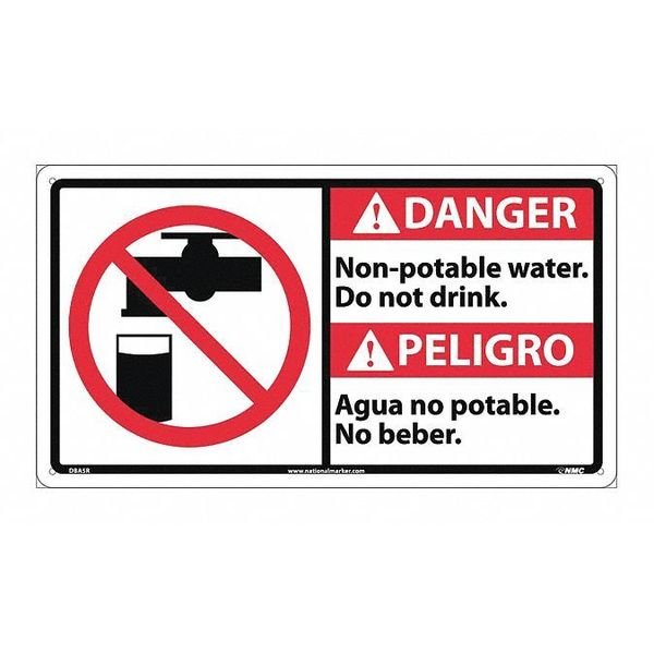 Danger Non-Potable Water Sign - Bilingual, DBA5R, Nmc, Mfr#: DBA5R