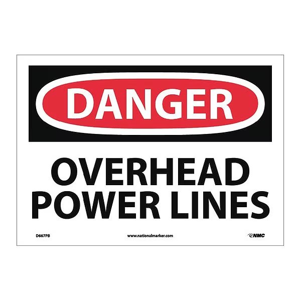 Danger Overhead Power Lines Sign, D667PB, NMC, Mfr# D667PB