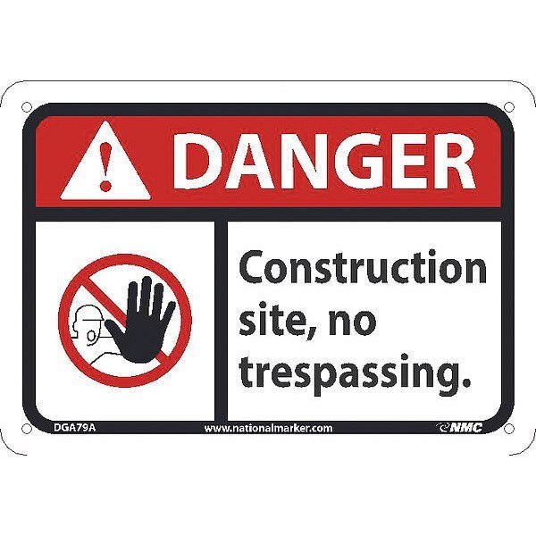 Danger, Construction Site No Trespassing, Nmc, Mfr#: DGA79A