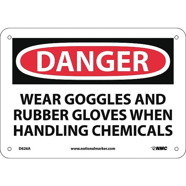 Danger Wear Ppe When Handling Chemicals Sign, NMC, Mfr# D626A