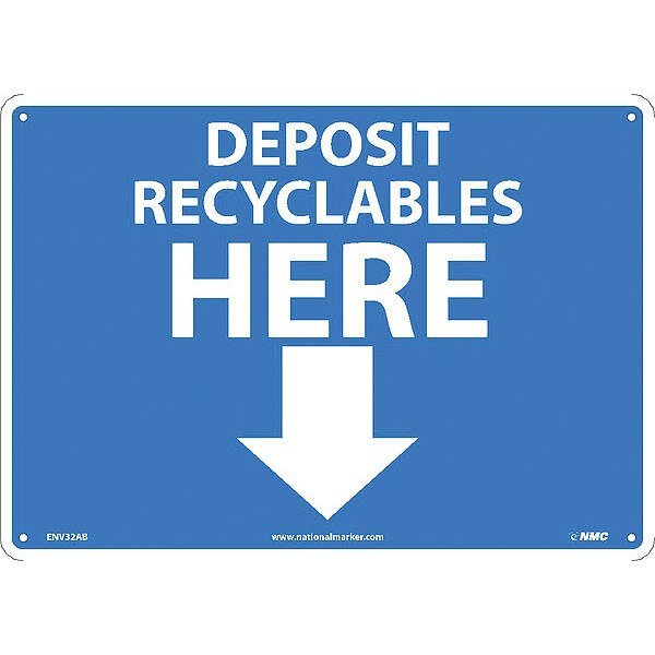 Deposit Recyclables Here Sign, ENV32AB, Nmc, Mfr#: ENV32AB