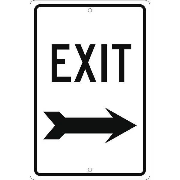 Exit (Right Arrow), 18X12, .080 Hip Ref Alum, NMC, Mfr# TM80K