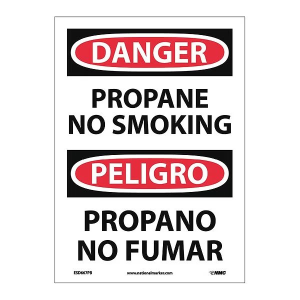 Danger Propane No Smoking Sign - Bilingual, ESD667PB, NMC, Mfr# ESD667PB