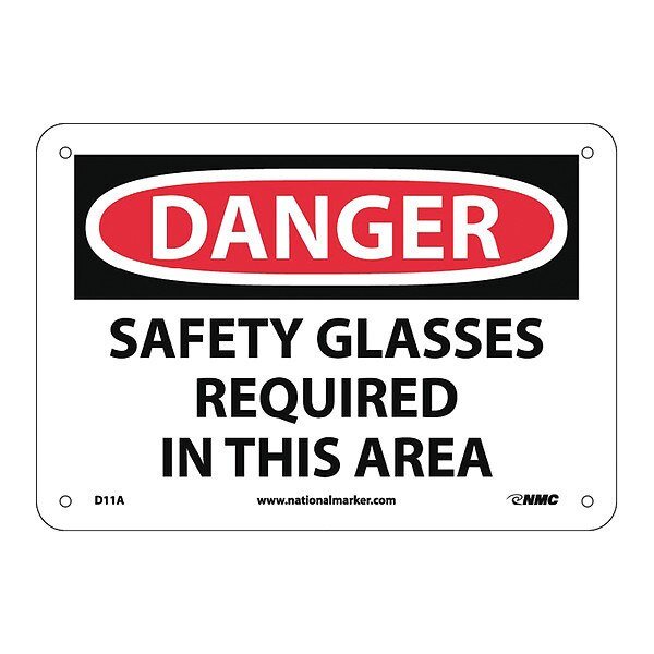 Danger Safety Glasses Required In This Area Sign, NMC, Mfr# D11A