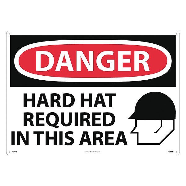 Large Format Danger Hard Hat Required In This Area Sign, NMC, Mfr# D545RD