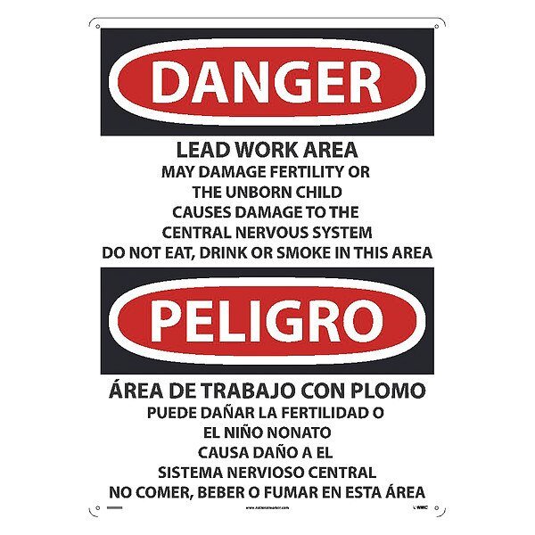 Lead Work Area May Cause Cancer Sign - Bilingual, ESD26AD, NMC, Mfr# ESD26AD