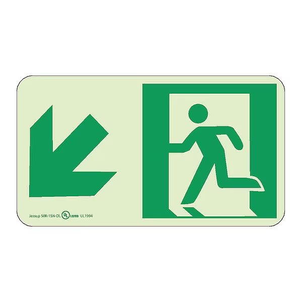 Glo Brite Down Left Arrow Egress Sign, 50R-1SN-DL, NMC, Mfr# 50R-1SN-DL