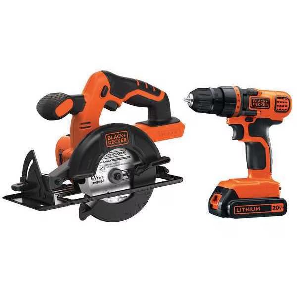 20V MAX* Lithium Ion Drill/Driver + Circular Saw Combo Kit, Black & Decker, Mfr#: BD2KITCDDCS
