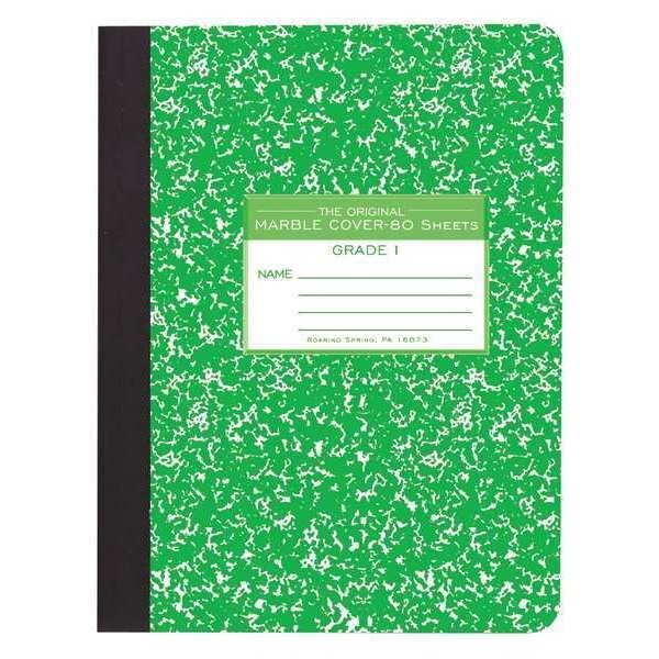 Case of Green Marble Comp Notebooks, Grade 1 Skip Line Ruled, 80 sht 15# White Paper, 9.75