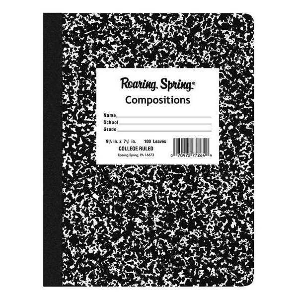 Case of Black Marble Comp Notebooks, College Ruled, 100 sht, 15# Paper, 9.75