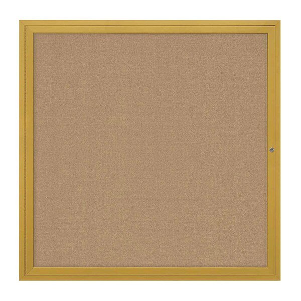 Corkboard, Fabric, Gold/Buff, 1 Door, 48x48, UNITED VISUAL PRODUCTS, Mfr# UV3035-GOLD-BUFF