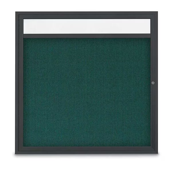 Corkboard, Hdr, Fbrc, Blk/Sprc, 1 Dr, 48x48, UNITED VISUAL PRODUCTS, Mfr# UV303H5-BLACK-DRKSPR