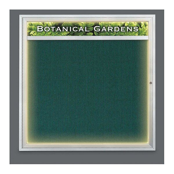Crkbrd, Hdr, Lght, Fbc, 1 Dr, Stn/Sprc, 48x48, UNITED VISUAL PRODUCTS, Mfr# UV303HILED5-SATIN-DRKSPR