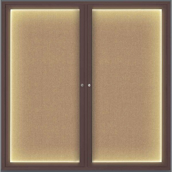 Corkboard, Lightd, Fbrc, Brnz/Buff, 2, 48x48, UNITED VISUAL PRODUCTS, Mfr# UV305ILED5-BRONZE-BUFF