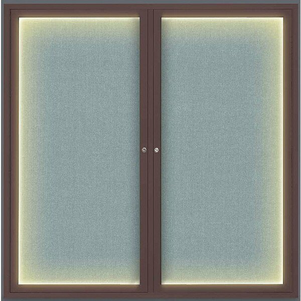 Corkboard, Lght, Fbrc, Brnz/Cld, 2 Dr, 48x48, UNITED VISUAL PRODUCTS, Mfr# UV305ILED5-BRONZE-CLOUD