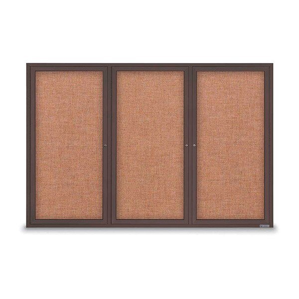 Corkboard, Fabrc, Brnz/Cinna, 3 Door, 72x48, UNITED VISUAL PRODUCTS, Mfr# UV307-BRONZE-CINNABA