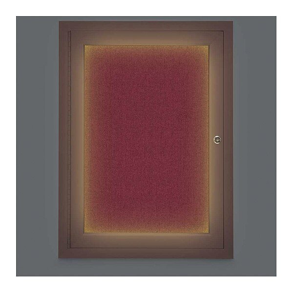 Corkboard, Lighted, Fbrc, Bronz, 1 Dr, 18x24, UNITED VISUAL PRODUCTS, Mfr# UV314ILED-BRONZE-DBURGU