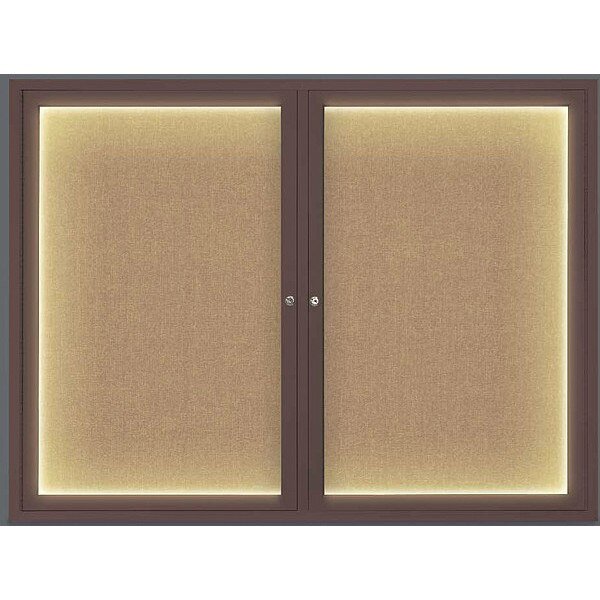 Corkboard, Lightd, Fbrc, Brnz/Buff, 2, 42x32, UNITED VISUAL PRODUCTS, Mfr# UV316ILED-BRONZE-BUFF