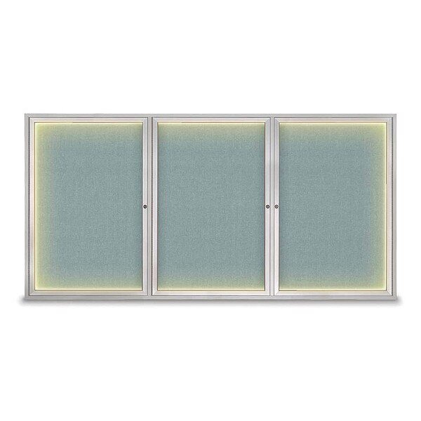 Crkboard, Lght, Fbrc, 3 Dr, Satin/Cld, 96x48, UNITED VISUAL PRODUCTS, Mfr# UV320ILED-SATIN-CLOUD