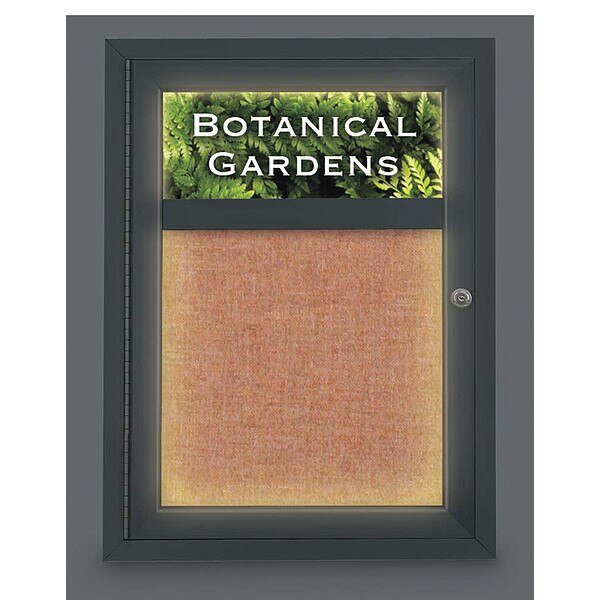 Crkbrd, Lght, Hdr, Fbrc, Blk/Cin, 1 Dr, 18x24, UNITED VISUAL PRODUCTS, Mfr# UV329ILED-BLACK-CINNABA
