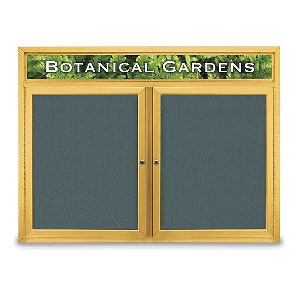 Corkboard, Hdr, Fbrc, Gold/Blu, 2 Dr, 48x36, UNITED VISUAL PRODUCTS, Mfr# UV331-GOLD-BLSPRU
