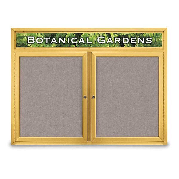Corkboard, Hdr, Fbrc, Gold/Prl, 2 Dr, 48x36, UNITED VISUAL PRODUCTS, Mfr# UV331-GOLD-PEARL